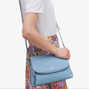 KATE SPADE Light Blue Leather Polly Convertible Crossbody Bag